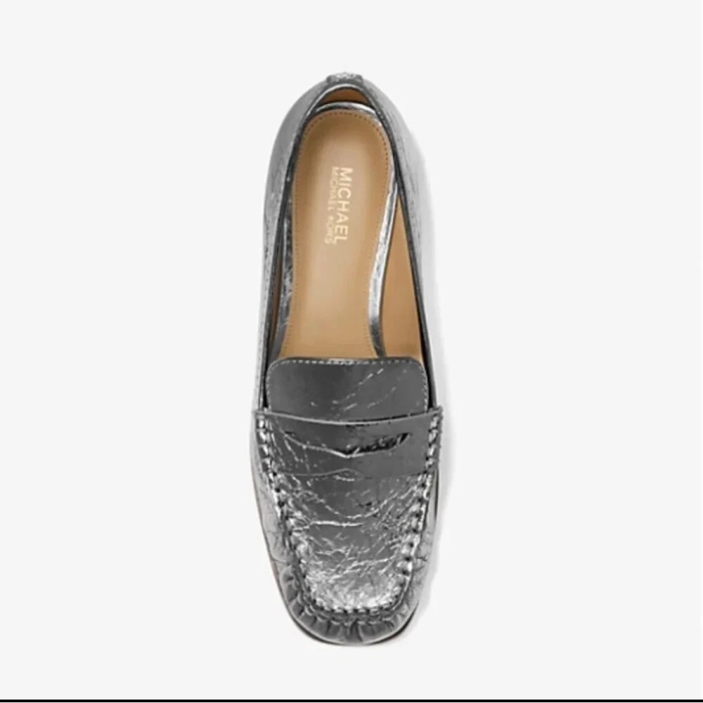 Michael Kors Women's Gunmetal Crush Leather Carlson Loafers # 40F4CSFP1M SZ 5.5M - Picture 7 of 7